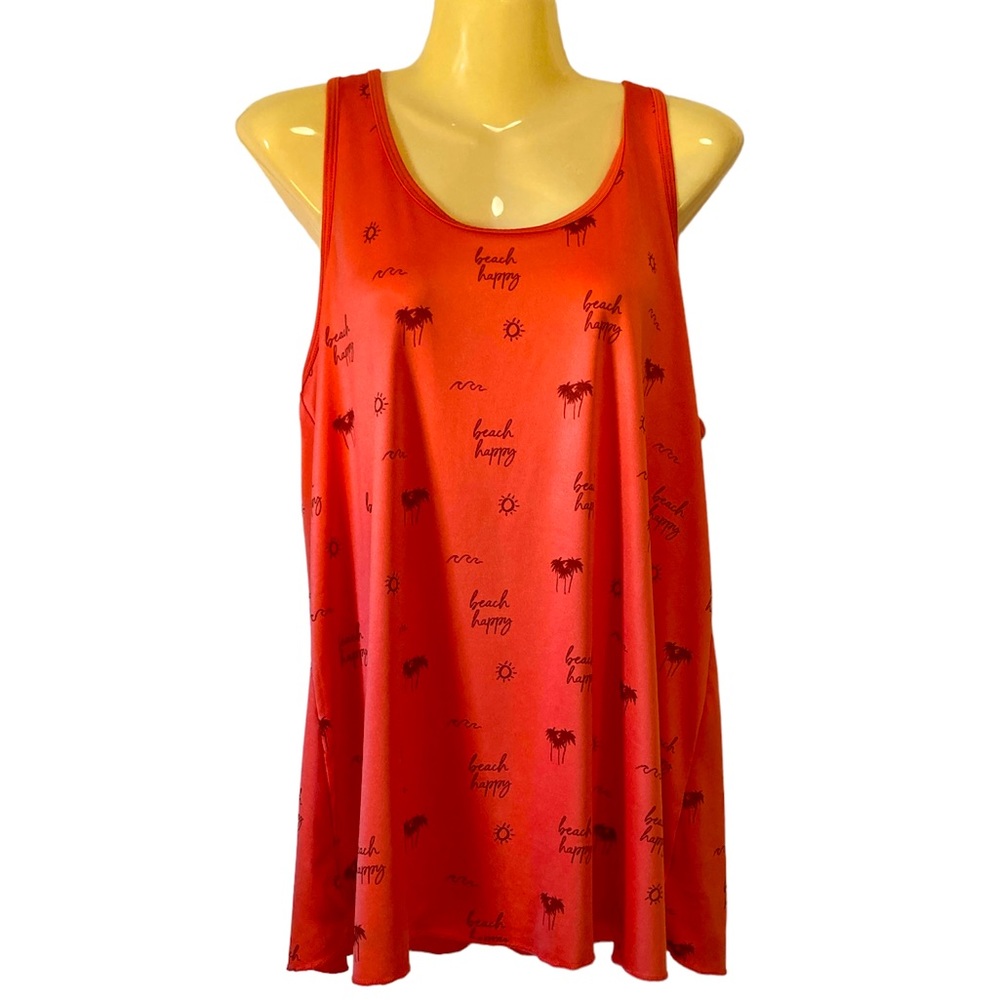 30A Beach Happy Tank Top Swimsuit Coverup Sustainable Beachwear Orange Large